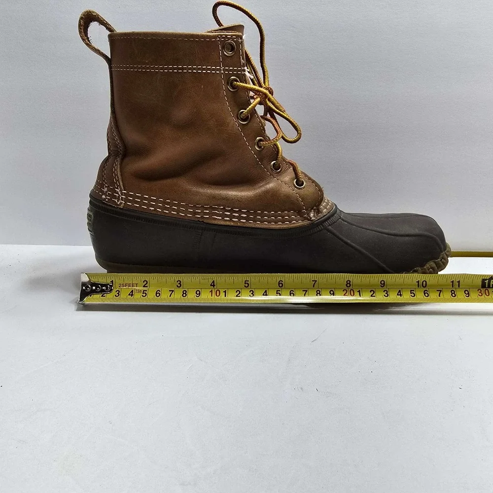 LL Bean Boots Mens 8 M Tan Brown 8 Inch Duck Boots Waterproof Leather Rain Snow